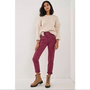 NEW Anthropologie Bridgette Wine Stitched Seamed Slim Skinny Pants Size 24